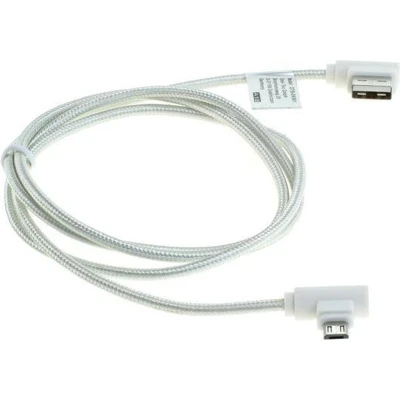 Afbeelding van USB Micro B haaks naar A kabel USB2.0 tot 1A / wit 1 meter