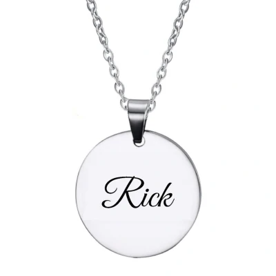 Afbeelding van Ketting RVS Met Naam Gravering Rick Zilver Rond