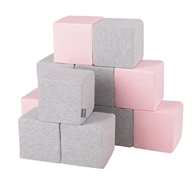 Afbeelding van KiddyMoon Foam Blokjes Voor Baby Zachte Blokken 12 Stuks Speelgoed Montessori Met En Veel Plezier Kinderen, Blokken: Lichtgrijs Roze