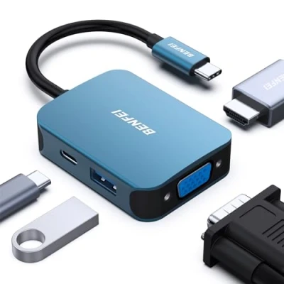 Afbeelding van USB C HUB, BENFEI Type naar HDMI VGA Adapter, Power Delivery, Compatibel voor MacBook Pro 2021/2020/2019, Surface Book 2, Dell XPS 13/15, Pixelbook en meer …