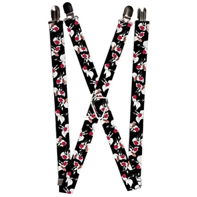 Afbeelding van Buckle Down Unisex&#039;s Bretels Sylvester The Cat Expressions Verspreid Zwart, multi, Eén maat