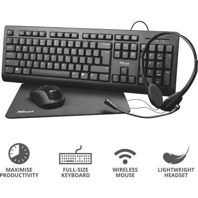 Afbeelding van Trust 4 in 1 thuiswerkset Zwart Toetsenbord ActievandeDag Beste deals Dagdeal Dagaanbieding