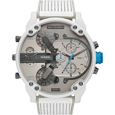 Afbeelding van Diesel Mr. Daddy 2.0 chronograaf horloge van wit en grijs leer voor heren
