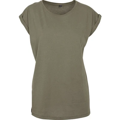 Afbeelding van Build Your Brand Dames T shirt, korte mouwen, casual, klassieke snit, shirt van aangenaam materiaal, verkrijgbaar in verschillende kleuren, maten XS XL, Olijf, 4XL