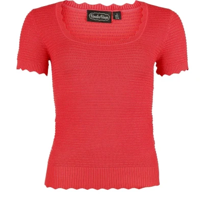Afbeelding van Voodoo Vixen Scalloped Edge Scoop Neck Top M Roze