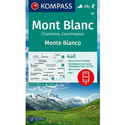 Afbeelding van Kompass WK85 Mont Blanc, Chamonix, Courmayeur: Wandelkaart Schaal 1 : 50.000