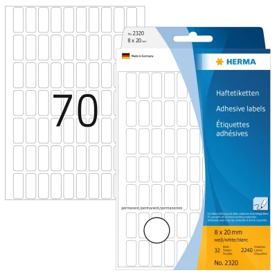 Afbeelding van Etiket HERMA 2320 8x20mm wit 2240stuks