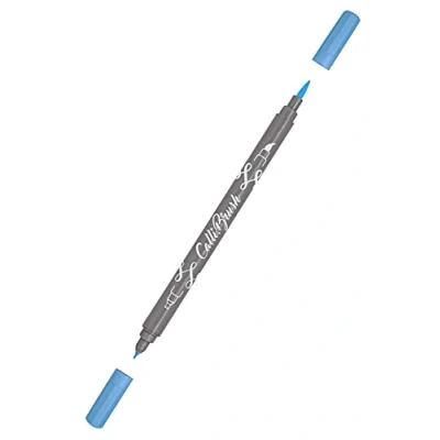 Afbeelding van Online 19057/6 Calli.Brush, Double Tip Pen met kalligrafiepunt en penseelpunt lichtblauw