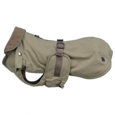 Afbeelding van Trixie Hondenjas Hermy Olijfgroen 38 cm Waterafstotend voor Smalle Lange Honden zoals Teckels met Reflecterende Elementen