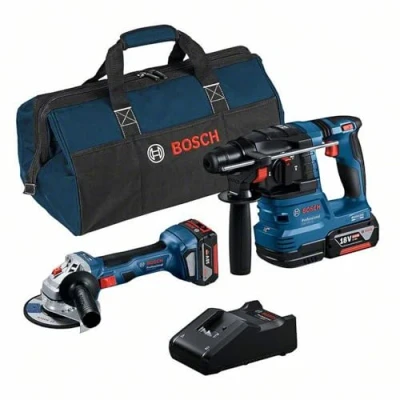 Afbeelding van Bosch Blauw Combopack GWS 18V 7 + GBH 22 2 x 4.0Ah lader In tas 0615A50037