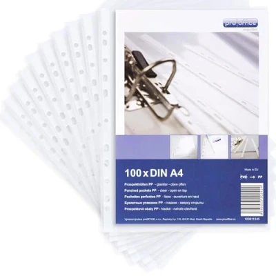 Afbeelding van proOffice Brochurehoezen A4, glashelder 0,08 mm dik, 100 stuks