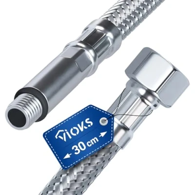 Afbeelding van VIOKS Flexibele slang 3/8 inch (1,9 mm) (3/8 inch) wartelmoer x M10 30 cm wateraansluiting verlenging van roestvrij staal aansluitslang armatuurverlenging, voor keukenkraan