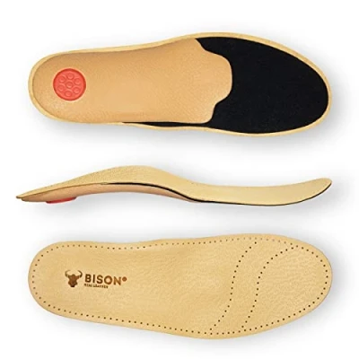 Afbeelding van BISON Inlegzolen voor Schoenen Orthopedische Platte Voetpijn Gedempte Hak Zacht Dames en Herenschoenen Leather Shoe Insoles (40)