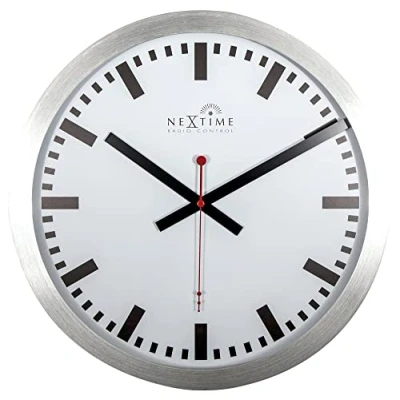 Afbeelding van Nextime wandklok station large wit Radio Controlled DCF Stripes