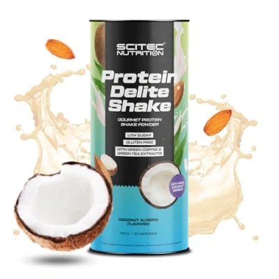 Afbeelding van Scitec Nutrition protein Delite Shake Flavored drink powder with Coconut shreds, L carnitine, Green coffee extract, tea 700 g, Almond