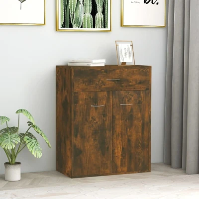 Afbeelding van Dressoir 60x30x75 cm bewerkt hout gerookt eikenkleurig