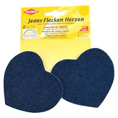 Afbeelding van Kleiber + Co.GmbH jeans vlekken harten, blauw, ca. 8,5 cm x 10,5