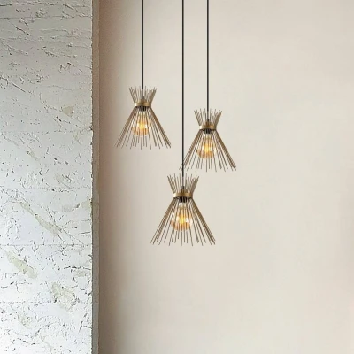 Afbeelding van Opviq Kirpi 3086 hanglamp, goudkleurig, metaal, 3 lamps rond