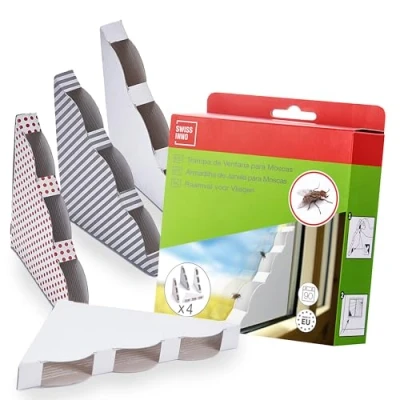 Afbeelding van SWISSINNO raam vliegenvanger in decoratief design Hygiënisch, niet giftig + schoon. Milieuvriendelijk. Kind en huisdierveilig. Gemaakt EU. 4x vallen