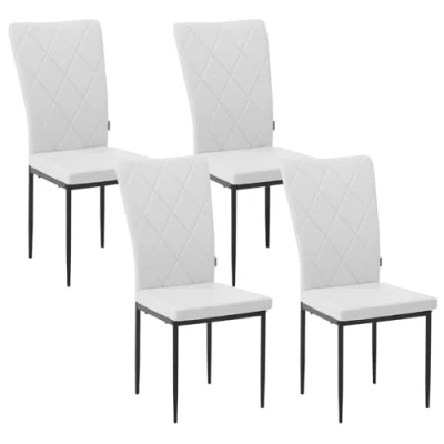 Afbeelding van WOLTU Eetkamerstoelen, set van 4, keukenstoel, kunstleer, met hoge rugleuning, gestoffeerde stoel metalen poten, voor eetkamer, eettafel, keuken, woonkamer, kantoor, wit, EZS21ws 4
