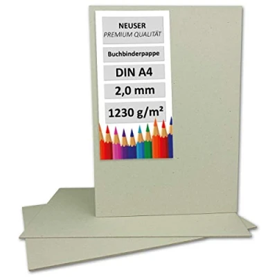 Afbeelding van NEUSER PAPIER 10 x boekbinderskarton, DIN A4, dikte 2,0 mm (0,20 cm gewicht: 1230 g/m², formaat: 29,7 21 cm, kleur: grijs bruin