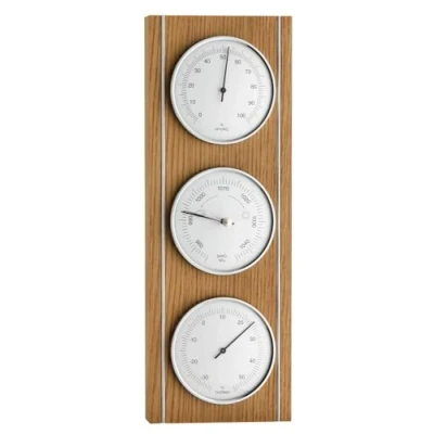 Afbeelding van TFA Dostmann analoge weerstation voor binnen, 20.1091.01, met barometer weersvoorspelling, thermometer en hygrometer bewaking van het binnenklimaat, eikenhout