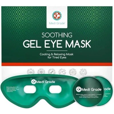 Afbeelding van Medi Grade Verkoelend Oogmasker Herbruikbaar Gel met 2 Verkoelende Oogkussentjes en Opbergtas Thuis of Onderweg Ontspannen Genieten ons Oog Masker Verstelbare Bandjes