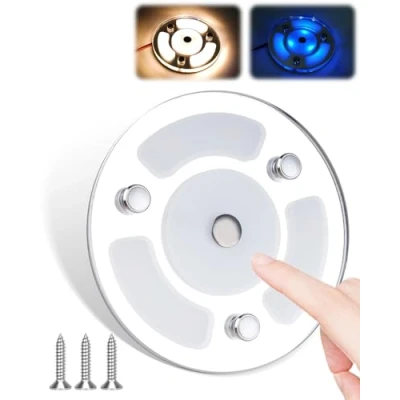 Afbeelding van BrightArk RV Binnenverlichting 12V LED Plafond Koepeldak Licht Dimbare 3W Caravan met Touch Control Schakelaar, 3000K Warm White Camperlichten voor Camper Motorhom