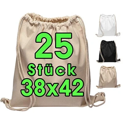 Afbeelding van katoenen sporttas 25 stuks 38 x 42 cm rugzak stoffen tas tas, jute OEKO TEX® gecertificeerde boodschappentas Gym Sac voor het schilderen van de natuur