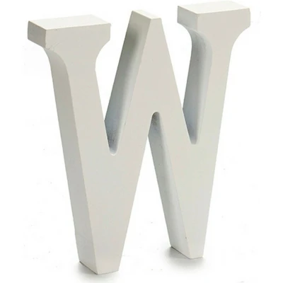 Afbeelding van Brief W Hout Wit (2 x 16 14,5 cm) (24 Stuks)
