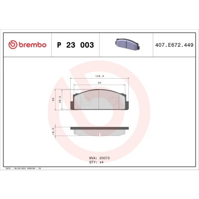 Afbeelding van Brembo Remblokset P 23 003