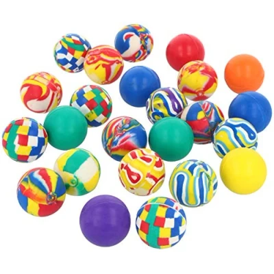 Afbeelding van COM FOUR® 24x stuiterballen voor kinderen om mee te spelen kleurrijke lenteballen als een kleine weggeefactie in verschillende kleurpatronen [selectie varieert] (24 stuks kleurrijk)