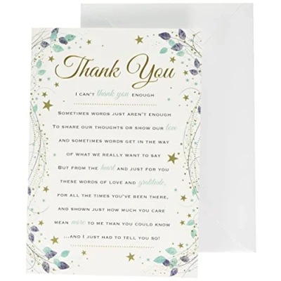 Afbeelding van Piccadilly Greetings Regal Publishing Oprechte Wensen Sentimentele Dank U Kaart 9 x 6&quot; C80701
