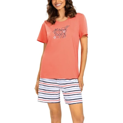 Afbeelding van Comtessa Dames Shortama Zomer Pyjama Katoen Koraal Maat 48