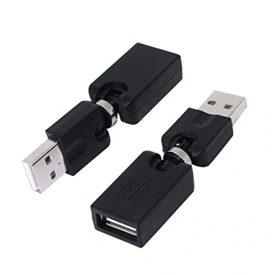 Afbeelding van CERRXIAN Roterende en Draaibare Twist USB 2.0 Type A Mannelijk naar Vrouwelijke 360 Graden Rotatie Verstelbare Haakse Extension Adapter Convertor (2 Pack, AM FM)
