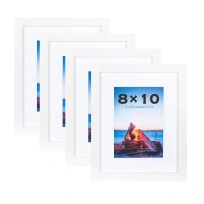 Afbeelding van Scholar Tree Witte 10x8 fotolijsten, set van 4, houten fotolijsten voor vrijstaand en wandmontage