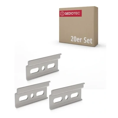 Afbeelding van Gedotec Dragerplaat verzinkt staal, 20 stuks, wandhouders, lengte 60 mm, kastrail met uithangbeveiliging voor hangkast, ophangrail bovenkast, montagerail