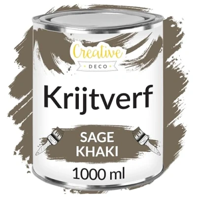 Afbeelding van Creative Deco 1000 ml Salie Khaki Krijt Verf Mat en Wasbaar Perfect voor Renovatie, Decoratie Decoupage van Meubels Egen Gradient Effect Mogelijk