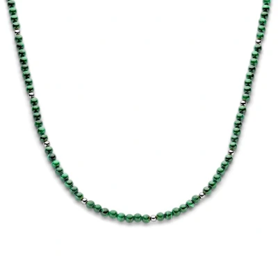 Afbeelding van zilver gerhodineerd collier malachiet 42 + 3 cm 1336959 horloge Zilverkleur 45