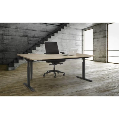 Afbeelding van T poot Wingbureau Quick breed 180CM diep 120CM bladkleur Beuken framekleur Zwart (RAL9005) wingzijde Links