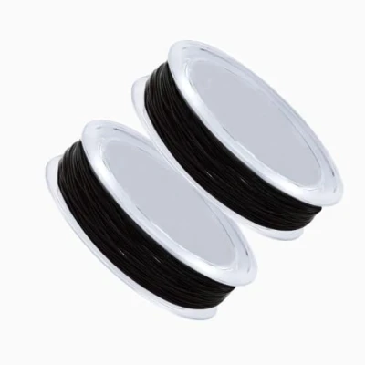 Afbeelding van 2 stuks spoel, 0,8 mm, elastisch sieradendraad, rubberdraad, kristal koord, knutselkoord, zwarte draad, voor doe het zelf, parelsieraden, armbanden knutselen