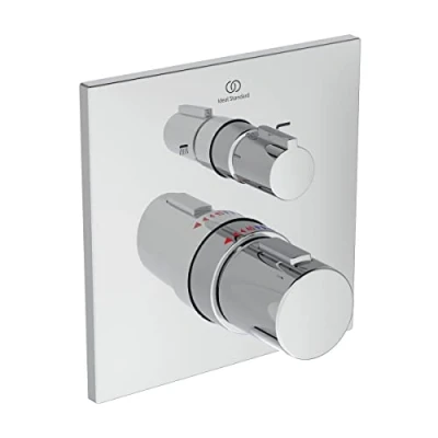 Afbeelding van Ideal Standard Ceratherm C100 thermostaat inbouwmengkraan met omzetter voor badkuip/douche. Alleen buitendelen chroom