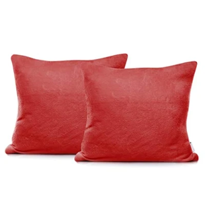 Afbeelding van DecoKing 57582 2 delige kussenslopen 45 x cm microvezel ritssluiting fleece kussenhoezen rood Mic