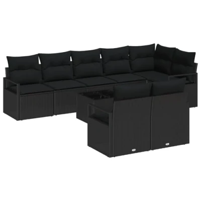 Afbeelding van vidaXL 9 delige Tuin Sofa Set met Kussens Beige Poly Rattan