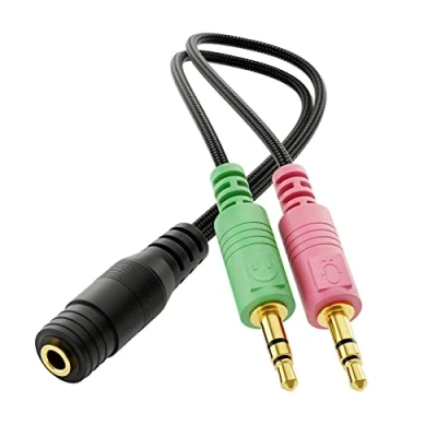 Afbeelding van deleyCON PC Laptop Adapter Audio Jack Y Kabel Stereo 1x 3,5 mm Stekker CTIA 4 Polig TRRS naar 2x Bus Smartphone Headset of