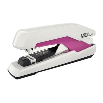 Afbeelding van Rapid 5000548 nietmachine super platte (30 vellen, moeiteloos, omnipress, hoogwaardige ergonomische behuizing, incl. nietjes, SO30, roze) wit/roze