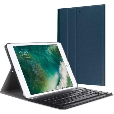 Afbeelding van Bluetooth Toetsenbord geschikt voor Apple iPad 9.7 inch (2017/2018) &amp; Hoes QWERTY Keyboard case Auto/Wake functie Donker Blauw