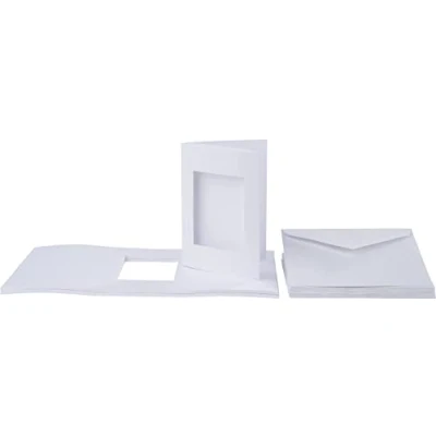 Afbeelding van VBS Passe partoutkaarten, rechthoekig, DIN A6, wit, met bijpassende enveloppen, fotoalbum, uitnodigingskaarten, bruiloft, 20 stuks