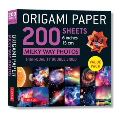 Afbeelding van Origami Paper 200 Sheets Milky Way Photos 6 Inches 15 cm Tuttle HighQuality Double Sided Printed with 12 Different for Projects Included Stationery