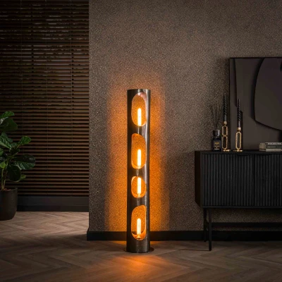 Afbeelding van Fraaai Sherrie vloerlamp Ø25 cm XL zwart nikkel Metaal